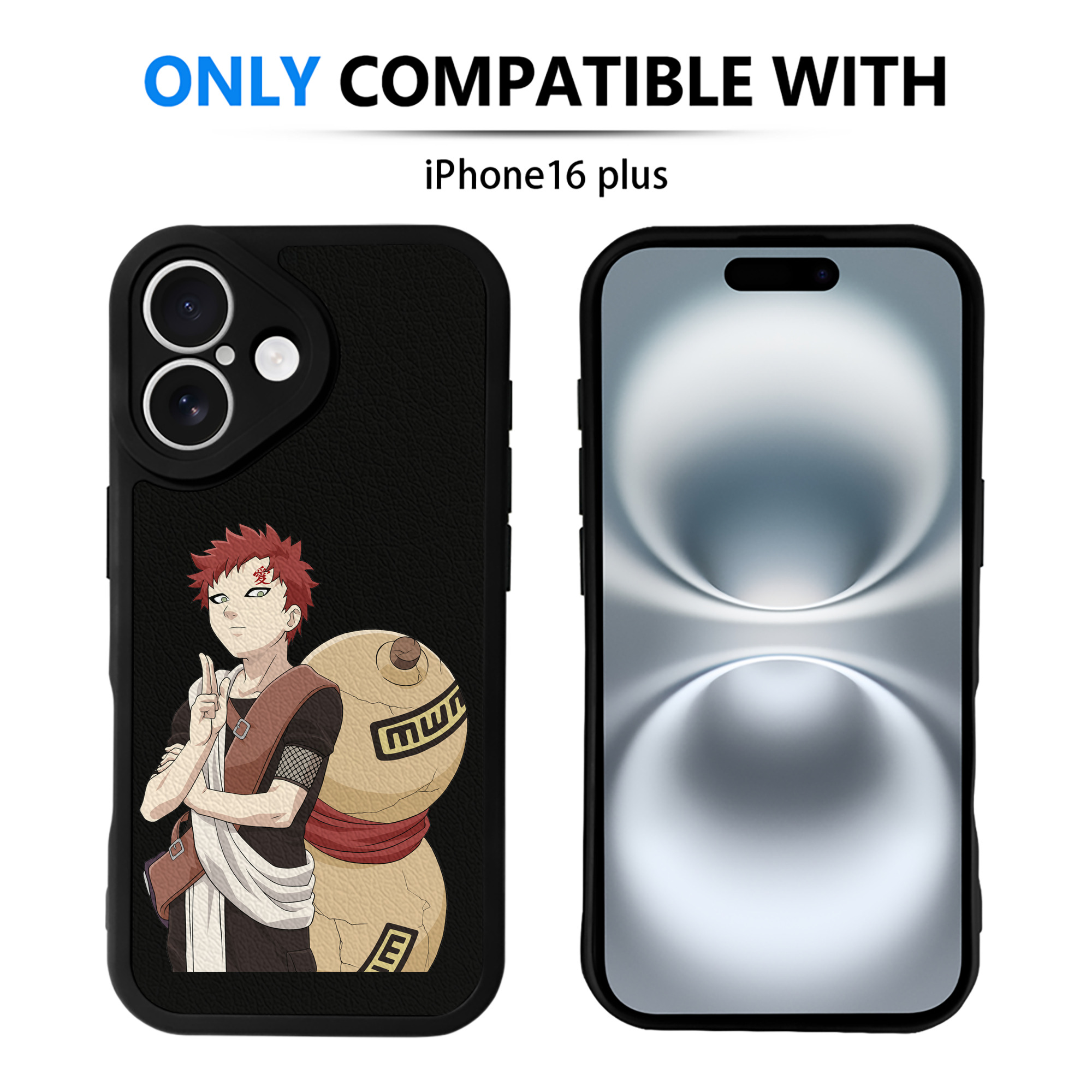 （画像用） NARUTO -ナルト- ガアラ Gaara 【iPhone 16シリーズ対応】シリコンスマホケース（レザー調） 材質：シリコン